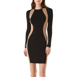 BAR III bandage two toned color block runway piece bodycon sweater dress